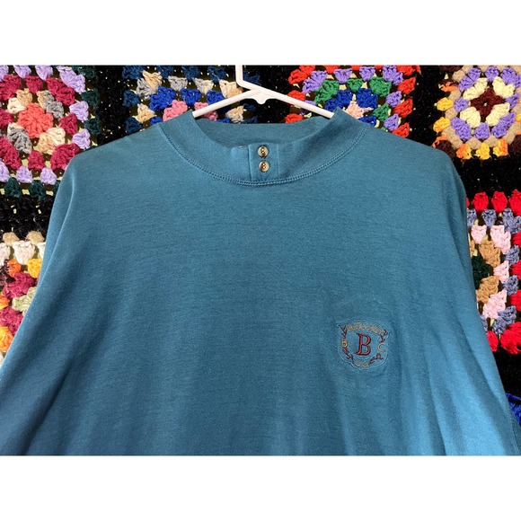 Vintage Bugle Boy Aqua Long Sleeve Tee Large - Picture 2 of 5